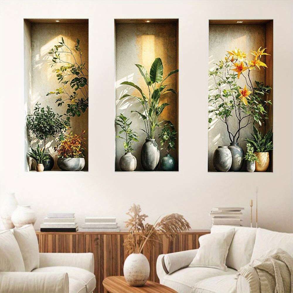 3Pcs Durable Elegant Tropical Bird Paradise Lily Wall Art Bohemian Interior
