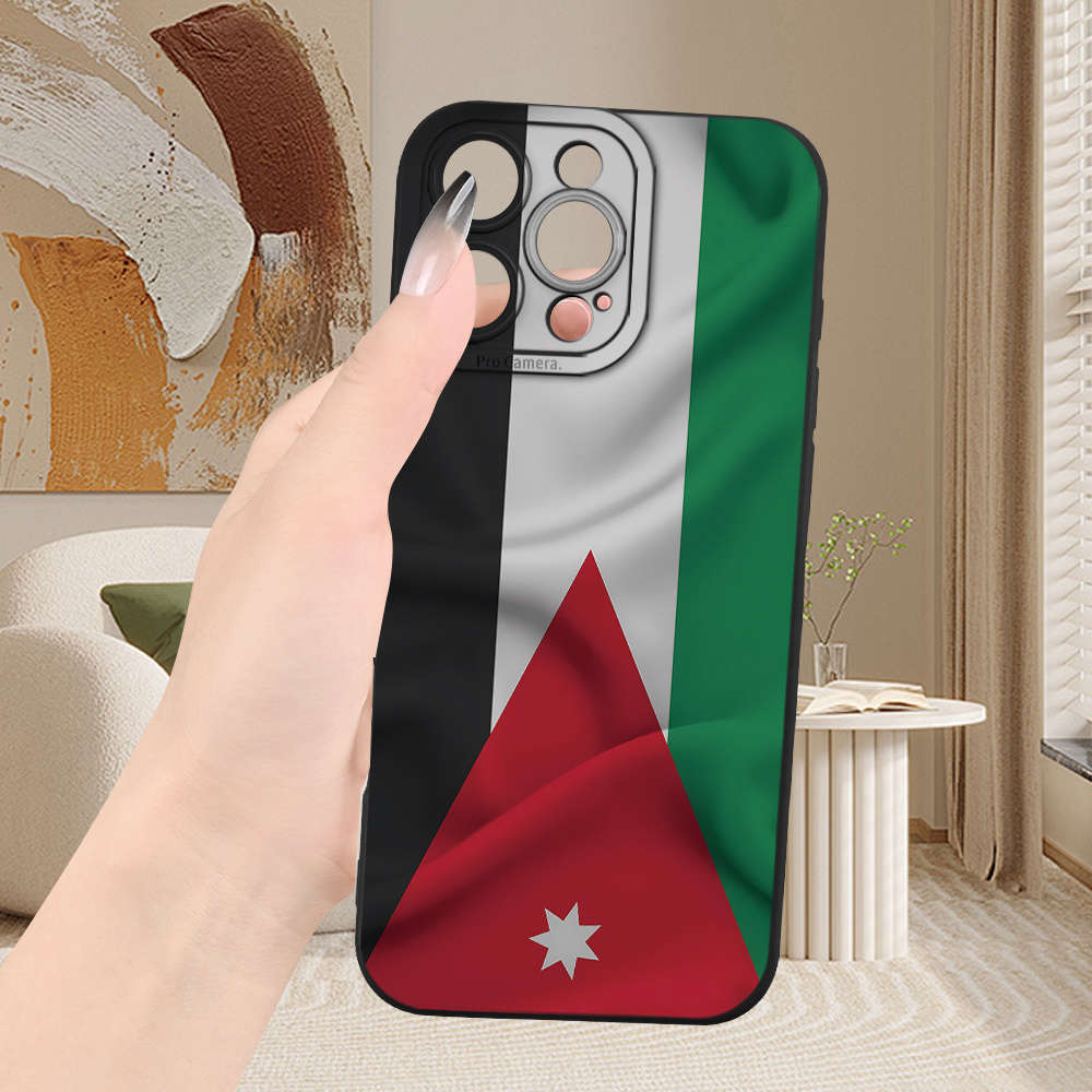 1Pc Black For iPhone 12 Flag Of TPU Painted Phone Case