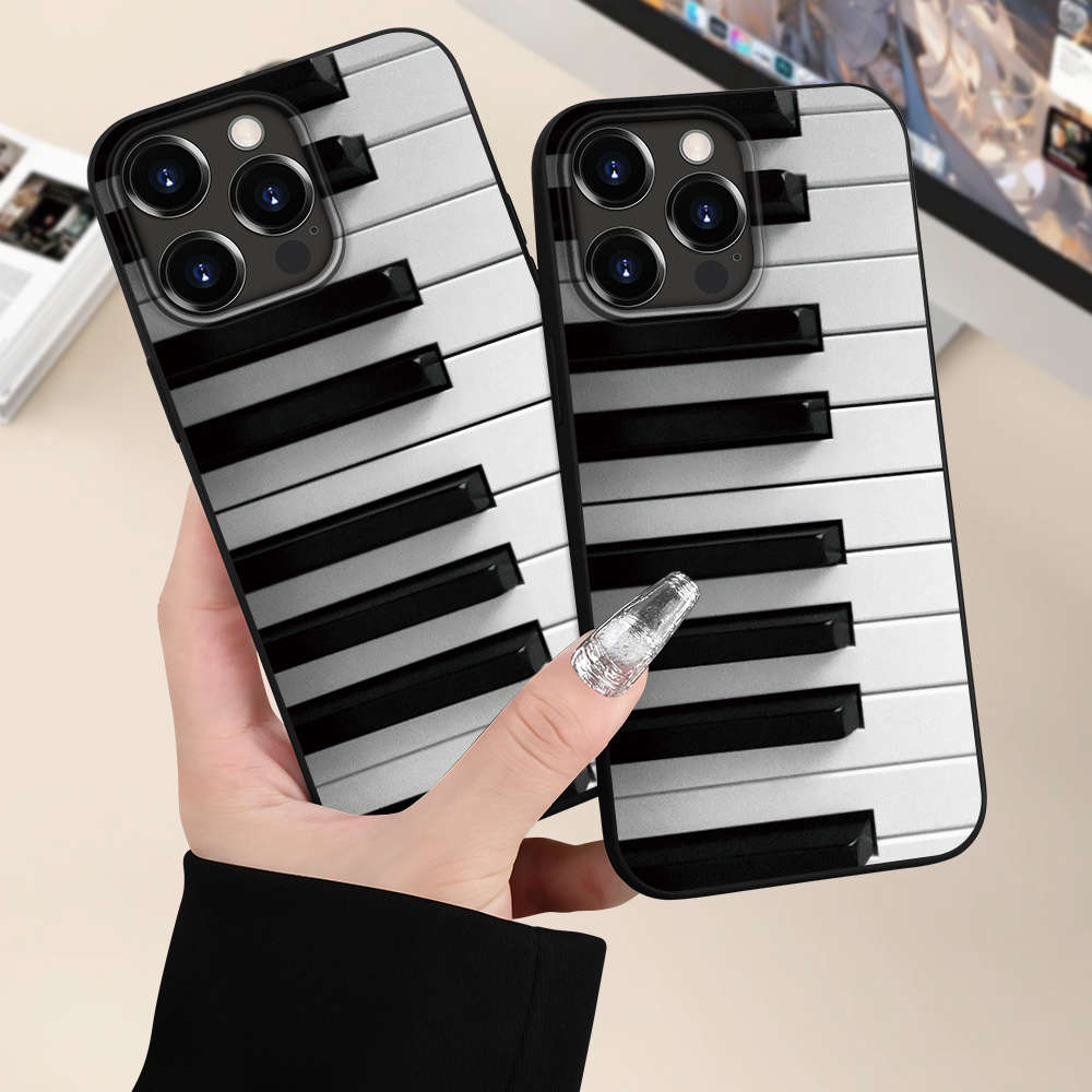 1Pc Black For iPhone 12 Piano Music Note Phone Case