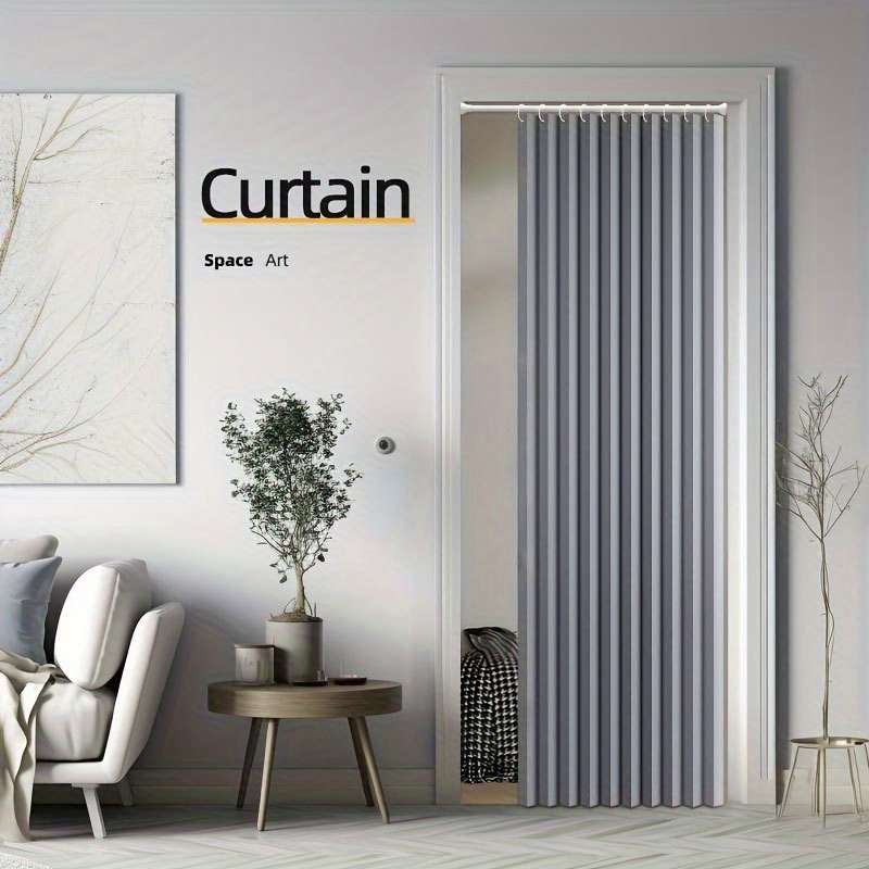 Robust Rodless Foldable Door Curtain With Plastic Hooks And Storage Straps