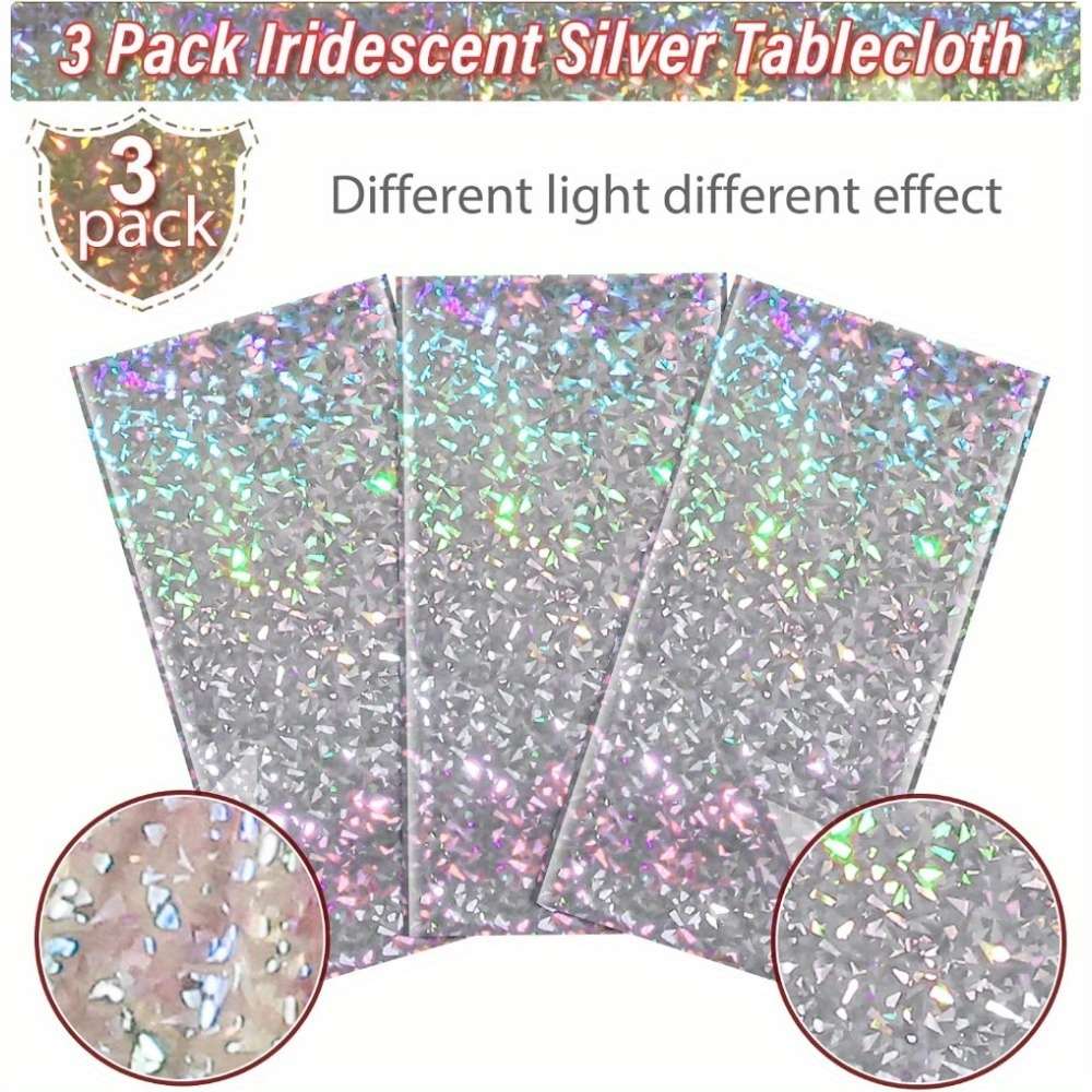 Christmas Tablecloth Color Rainbow Silver 3 Pack