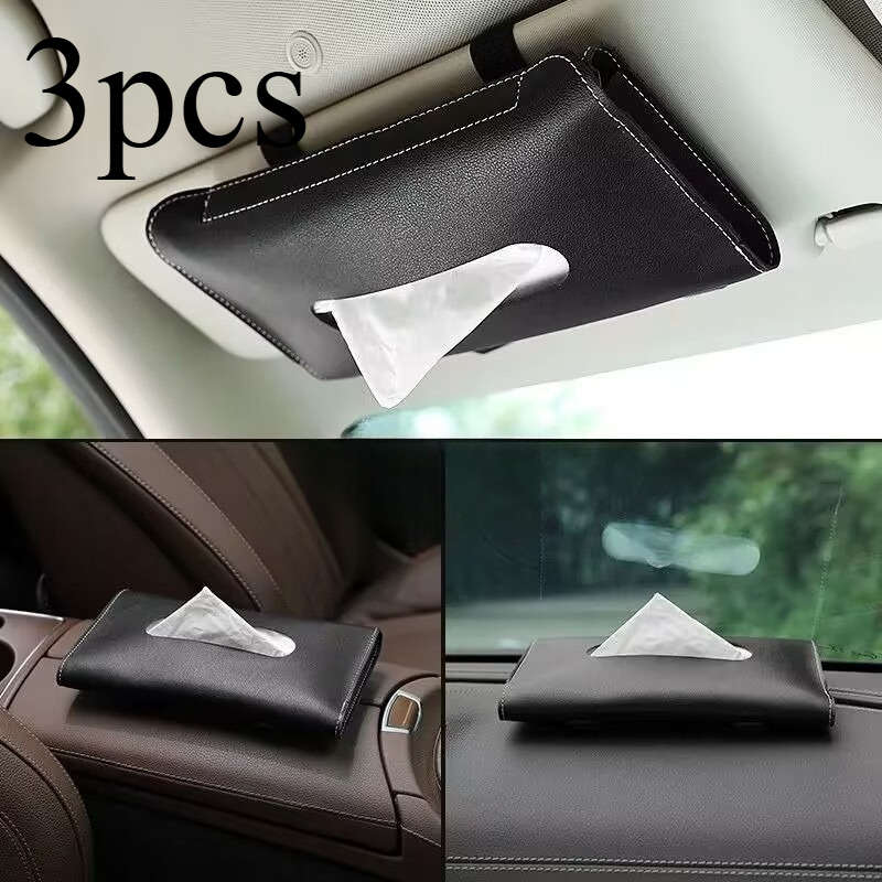 Car Tissue Box Color Black Straps   Without Tissue   Quantity 3Pcs