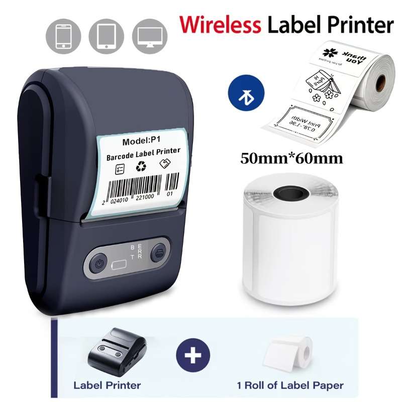 Printer Color Black Machine  1 Roll Of 50*60Mm Paper