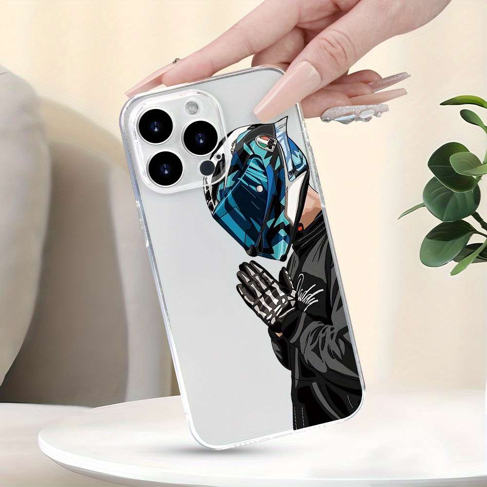1Pc Transparent For iPhone XS Motorcycle Boy Phone Case