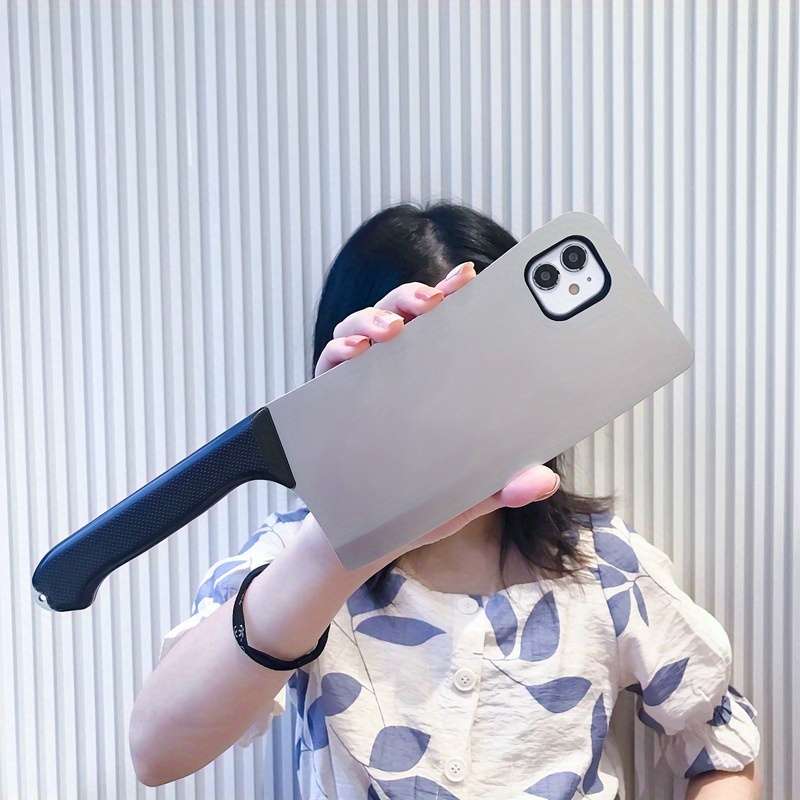 1Pc Silvery For iPhone 11 Toy Kitchen Knife Phone Case