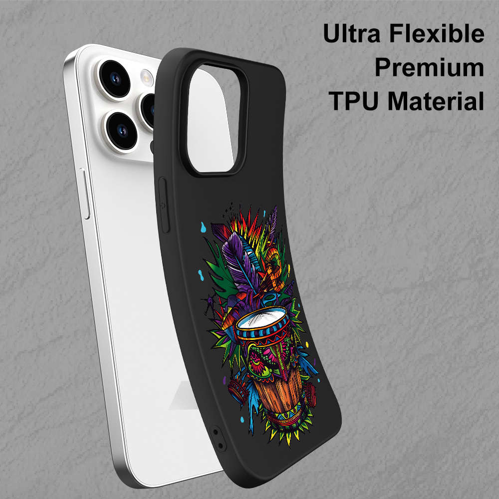 1Pc Black For iPhone 13 Pro African Hand Drum Phone Case