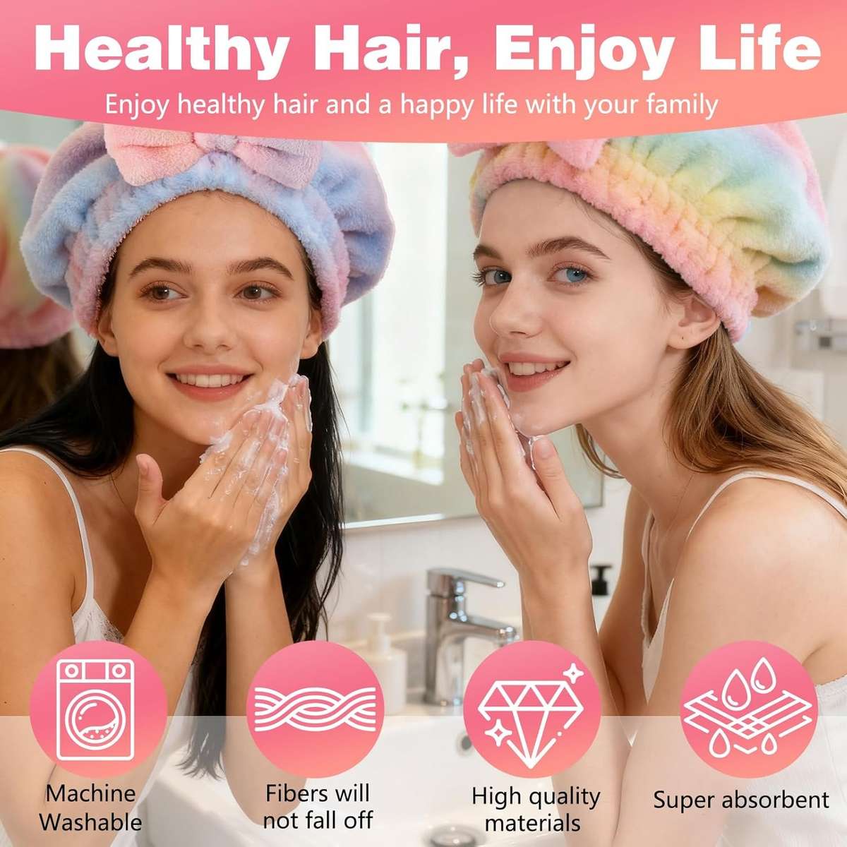 Hair Turban 2P Rainbow Hats