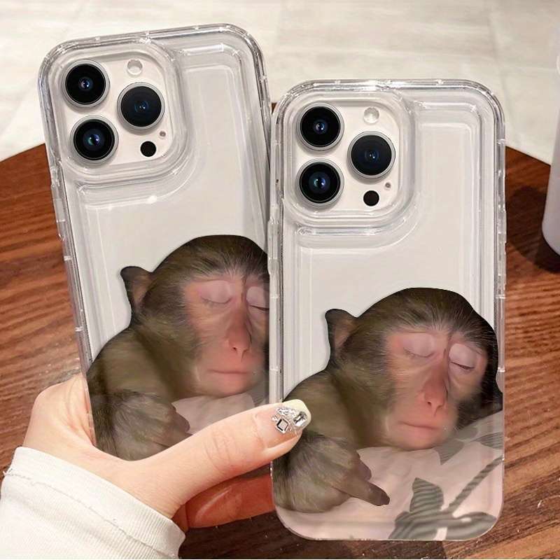 1Pc Transparent For iPhone XS Max Sleeping Monkey Phone Case