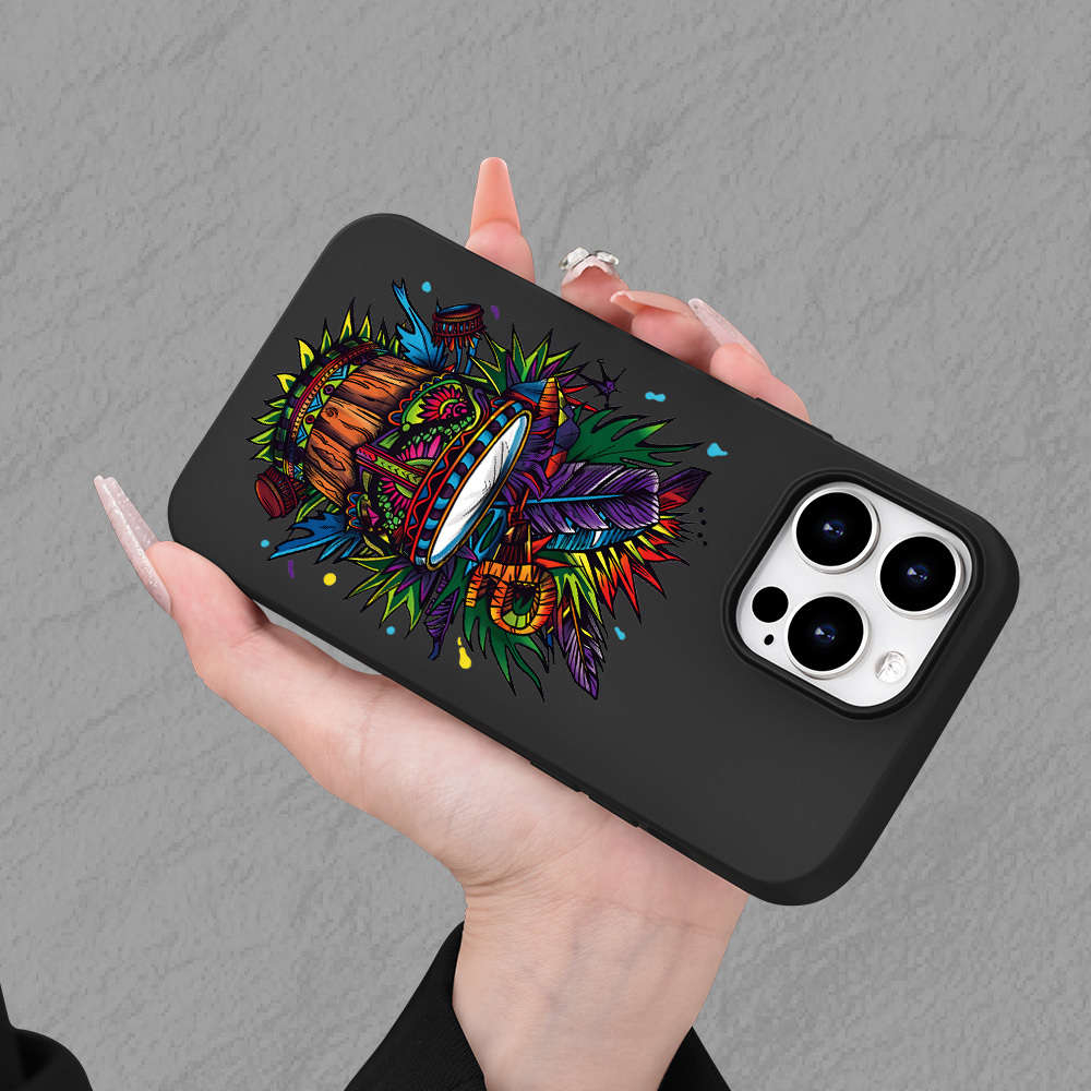 1Pc Black For iPhone 13 Pro African Hand Drum Phone Case