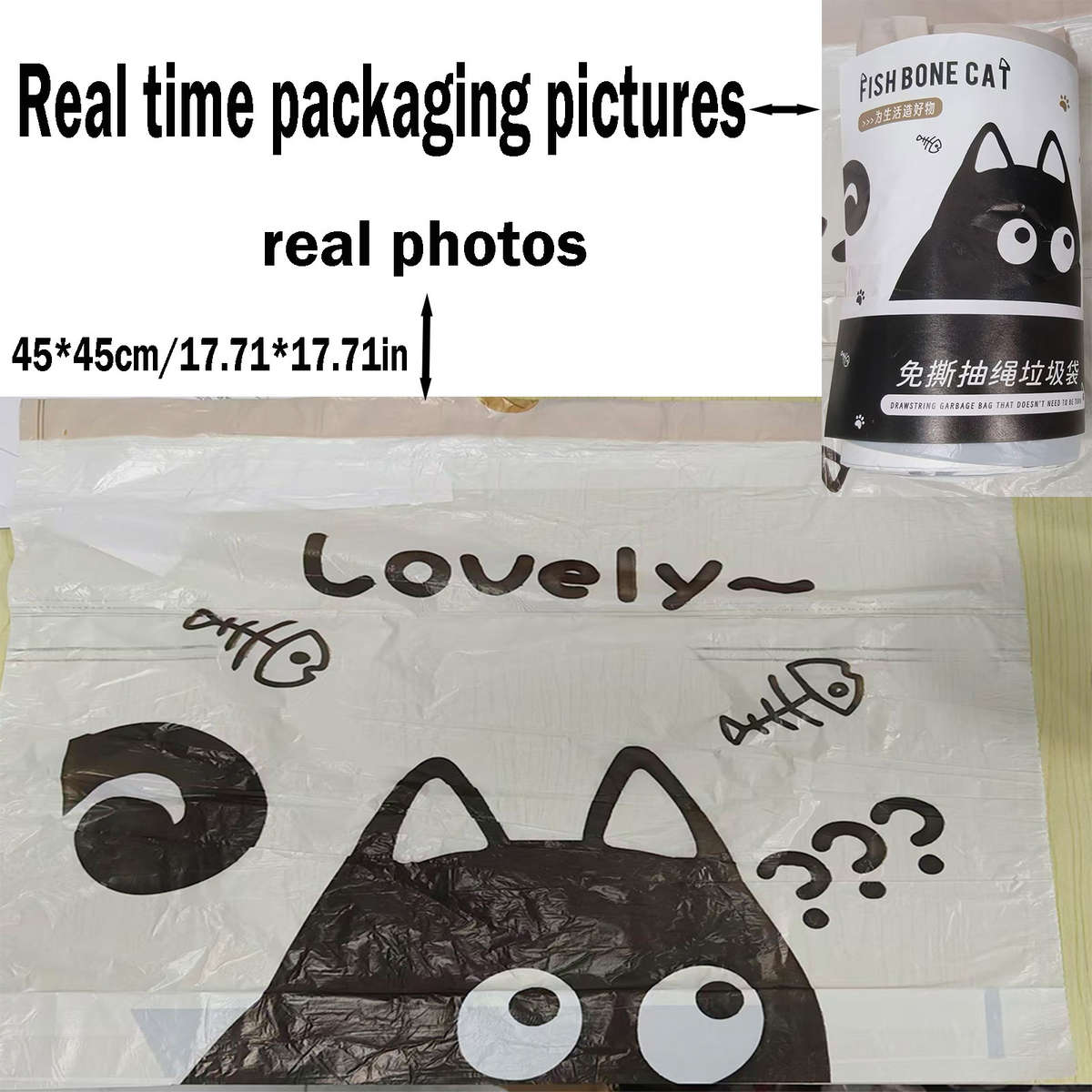Trash Bagfishbone Cat Garbage Bagquantity100 Pcs1 Roll