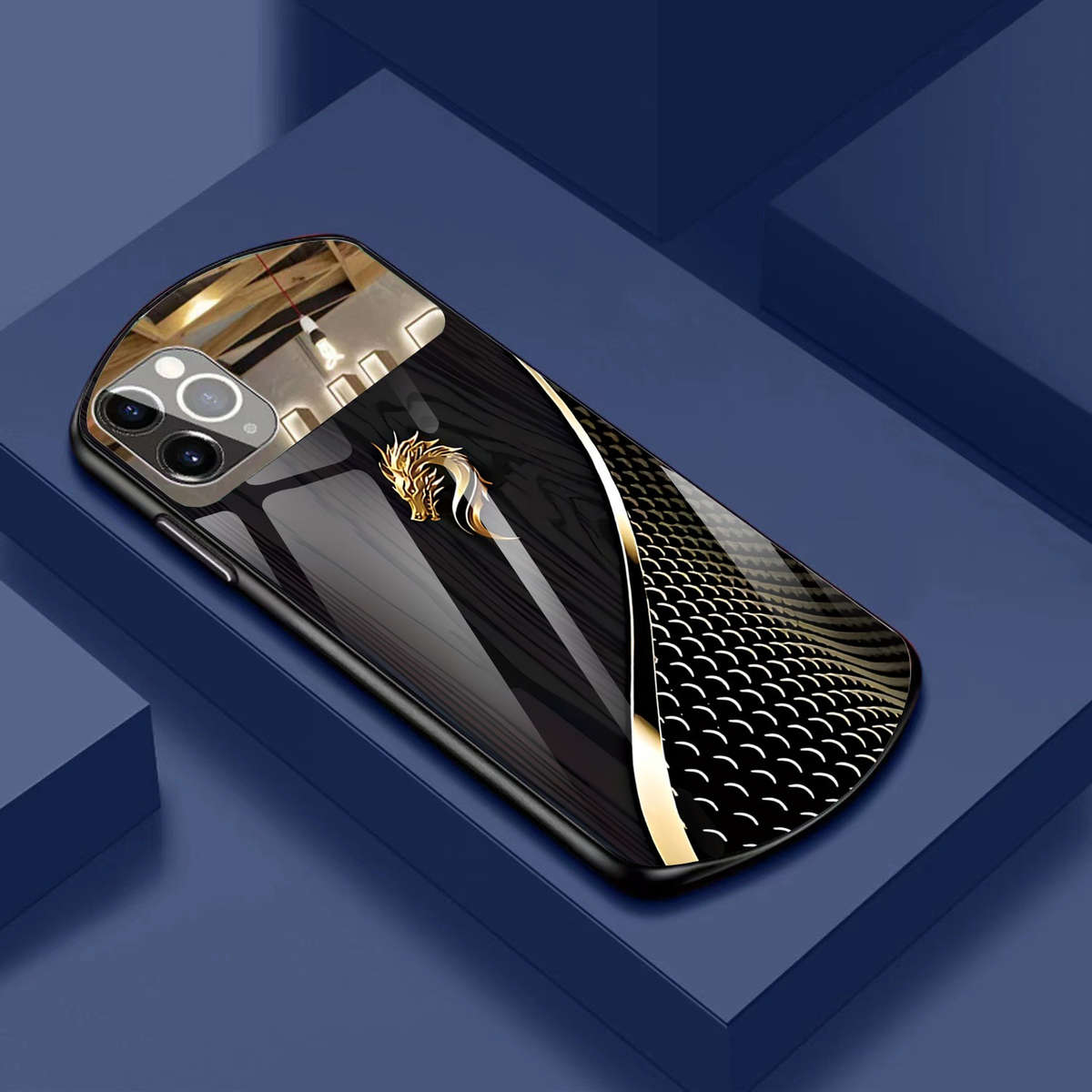 1Pc Black For iPhone 7 Plus 8 Plus Golden Dragon Phone Case