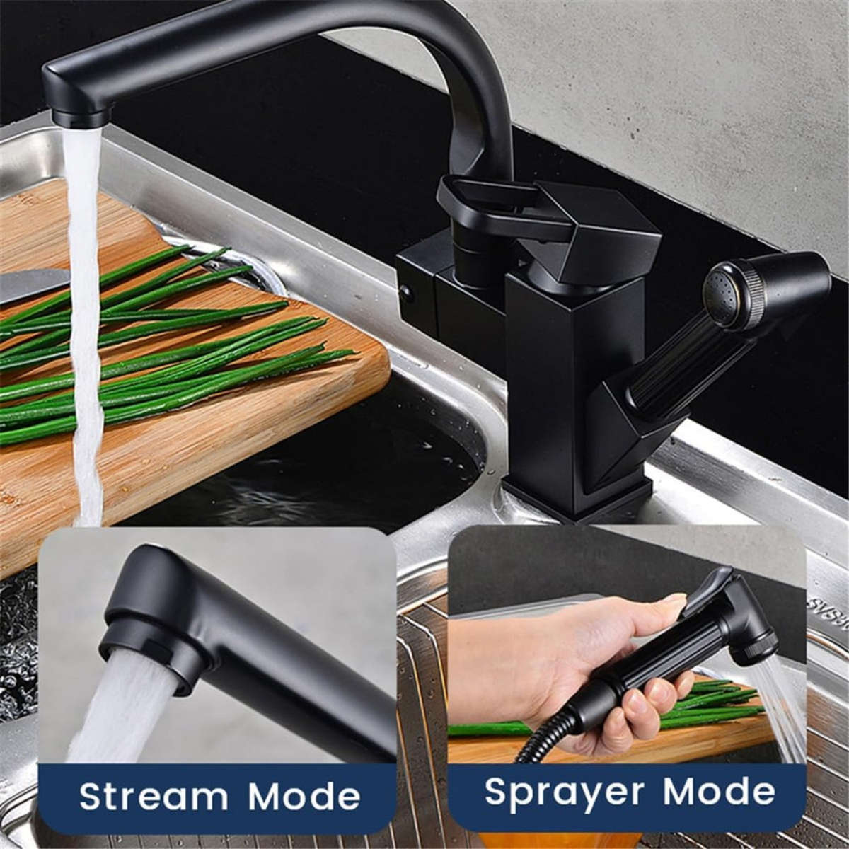 Contemporary Copper Alloy Kitchen Sink Faucet Flexible Pull Out Mixer Tap With