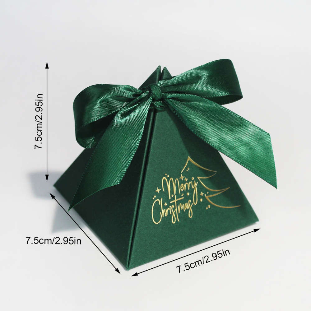 Christmas Gift Boxes Color Green Box-Green Ribbon Size 7.5X7.5X7.5Cm-10Pcs