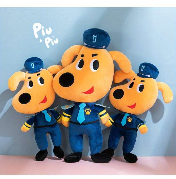 Plush Toys Color Dog With Blue Cloth