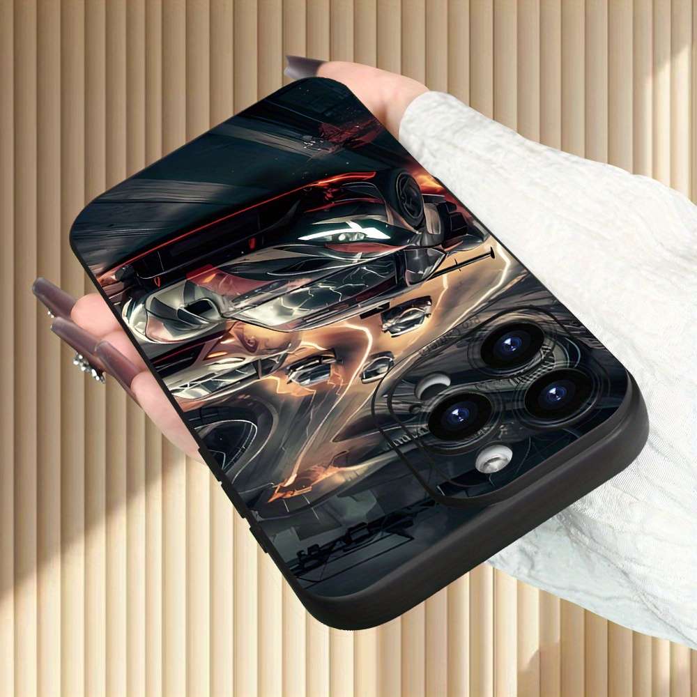 1Pc Black For iPhone 16 Plus Cool Sports Car Phone Case