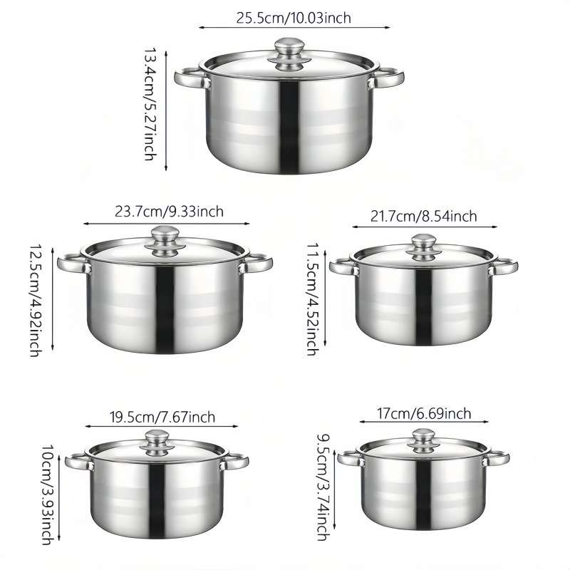 5-Piece Silver Cookware Set