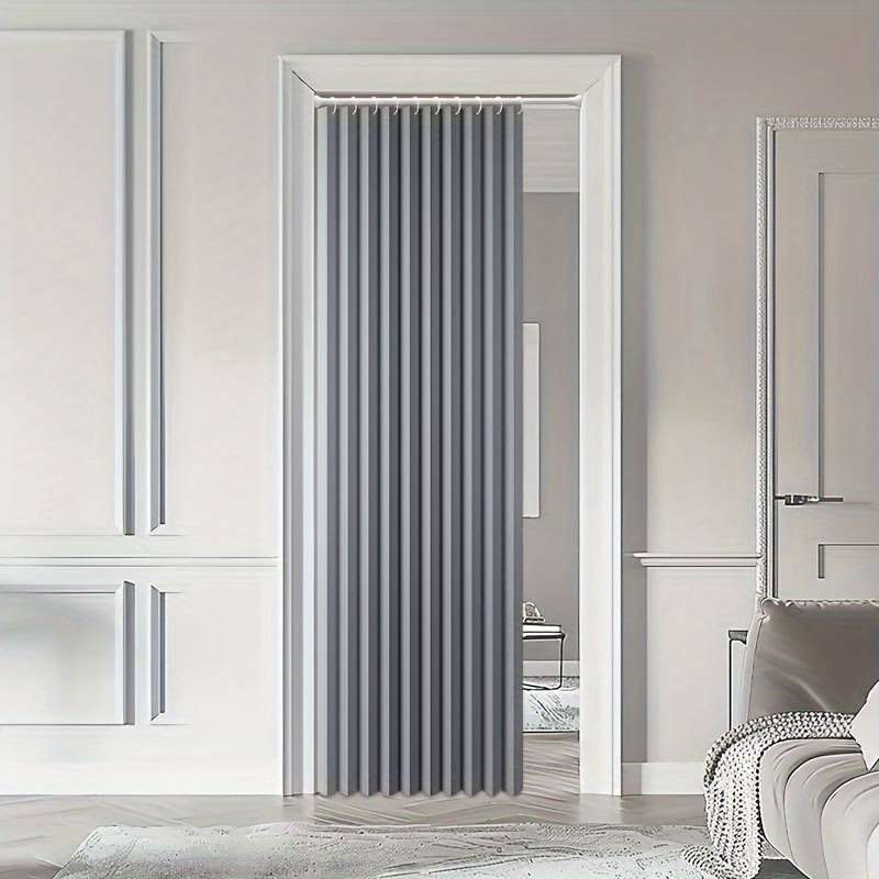 Robust Rodless Foldable Door Curtain With Plastic Hooks And Storage Straps