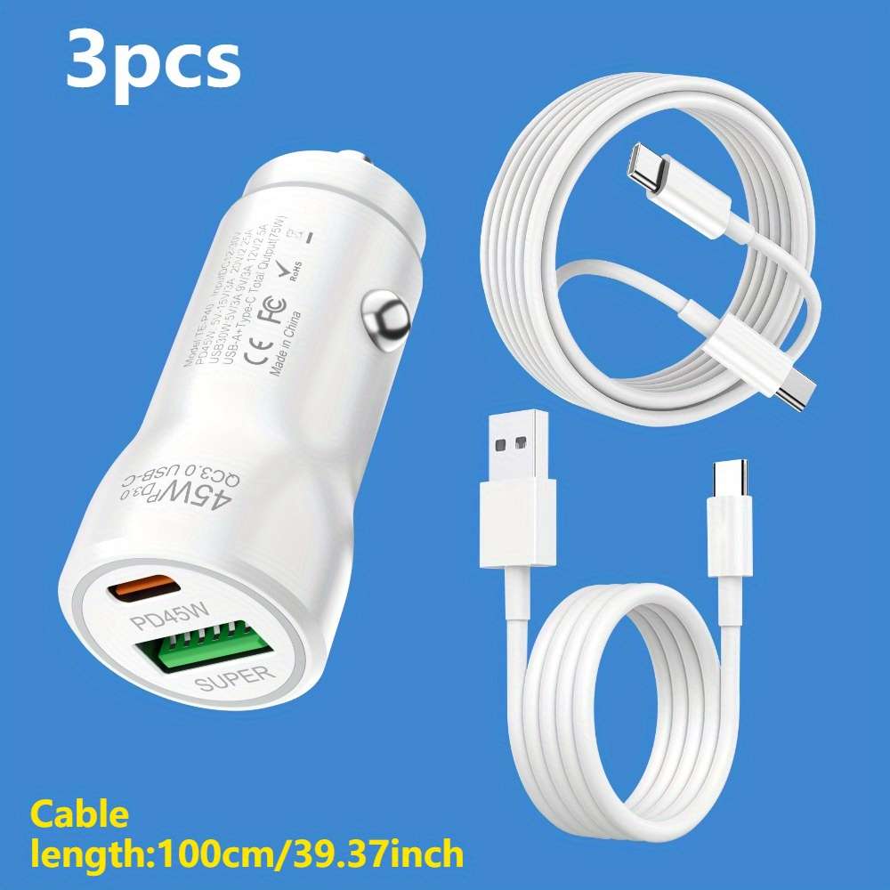 Charger Items 1Pc Car Charger Add 2Pcs 1M Cable