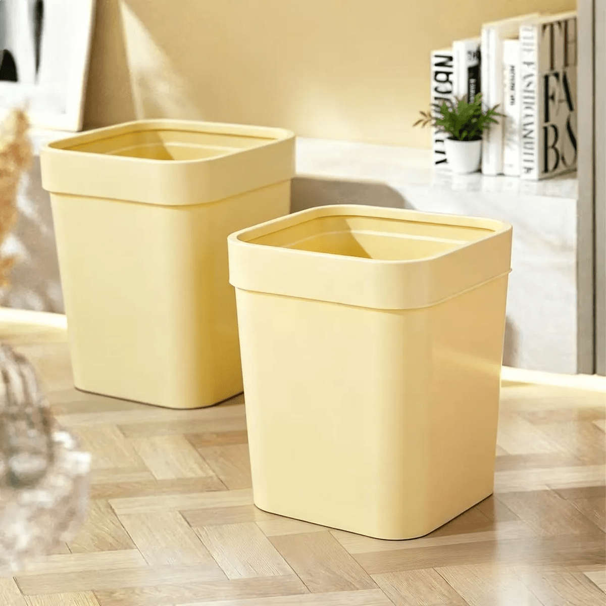 Garbage Can Color Square Press Ring Milk White Small Size 7L