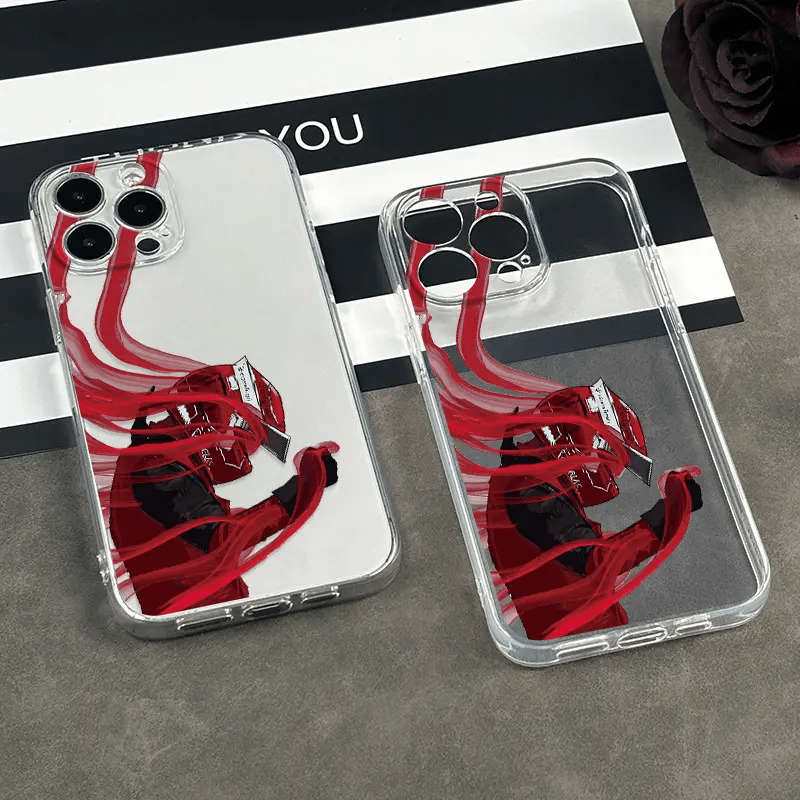 1Pc Transparent For iPhone 15 Plus Cool Racing Design Phone Case