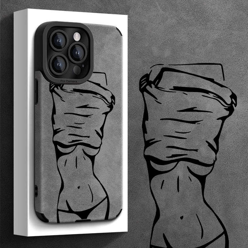 1Pc Grey For iPhone 14 Pro Sexy Goddess Pattern Phone Case