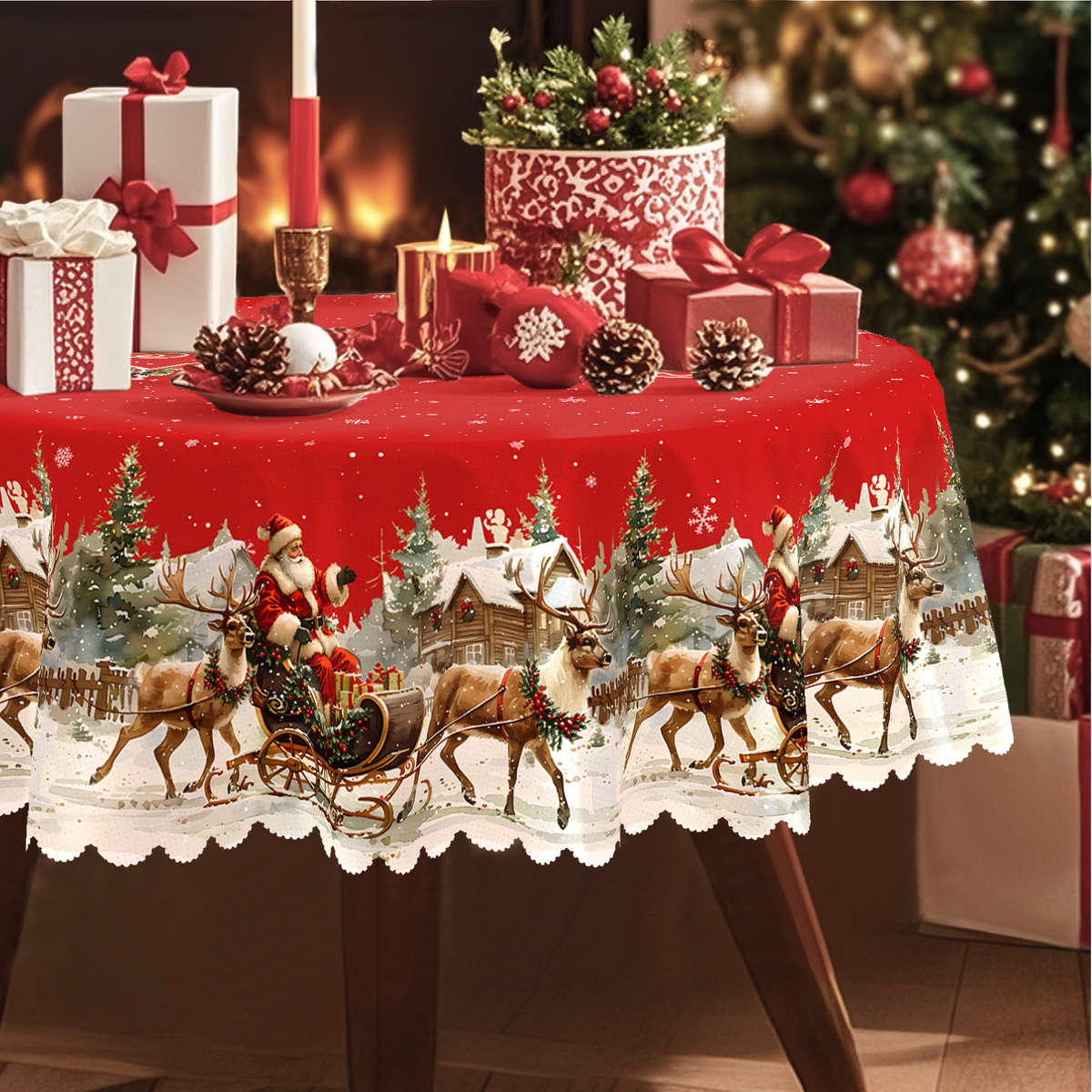 Christmas Tablecloth    148X148Cm Table Cloth