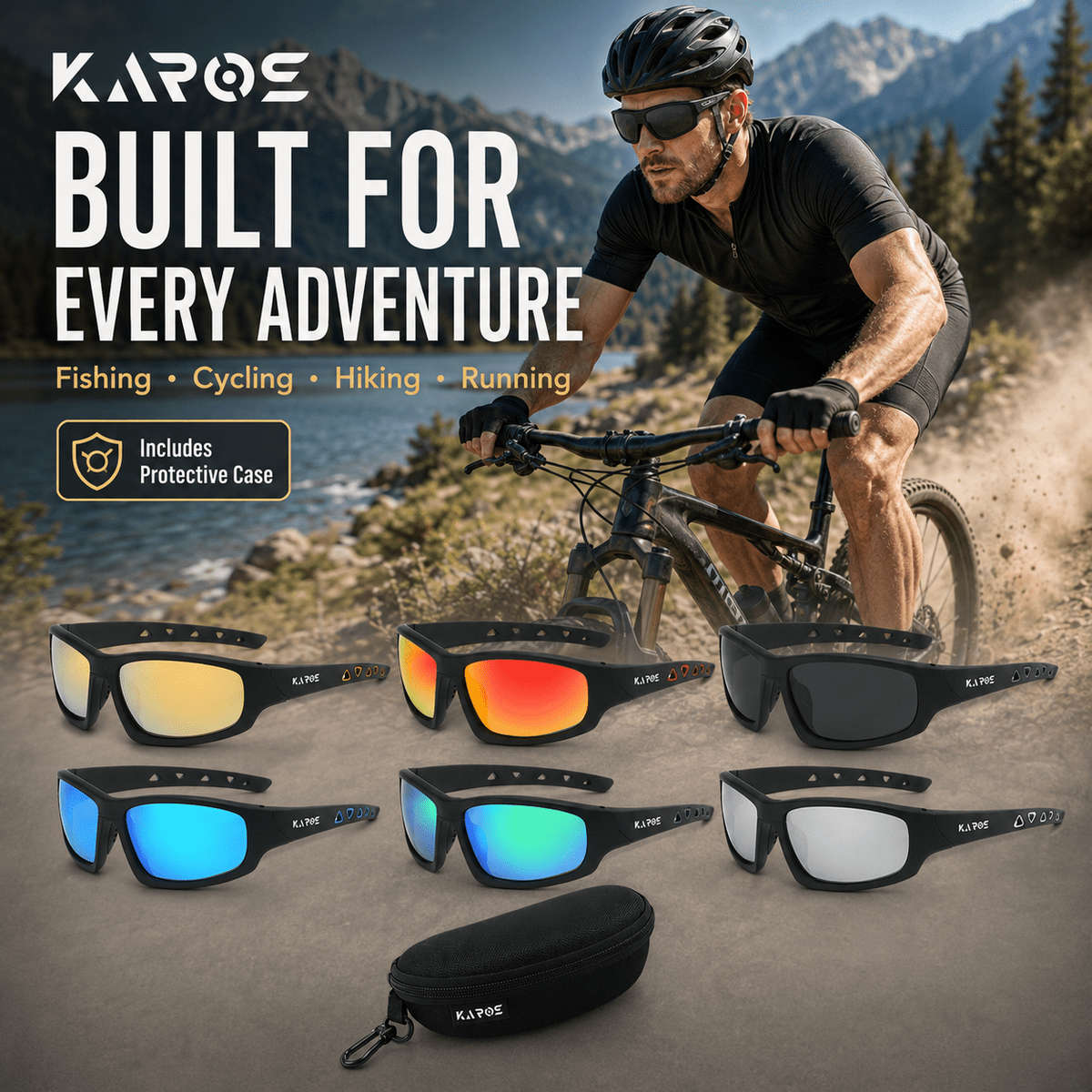 Cycling Glasses Color Black Frame Red Film
