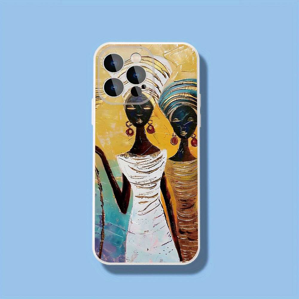 1Pc Ivory White For iPhone 16 Pro Max African Sisters Headwraps Phone Case