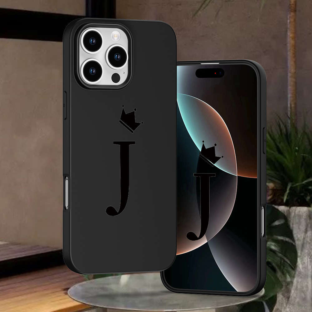 1Pc Black For iPhone 8 Plus Letter Crown J Phone Case
