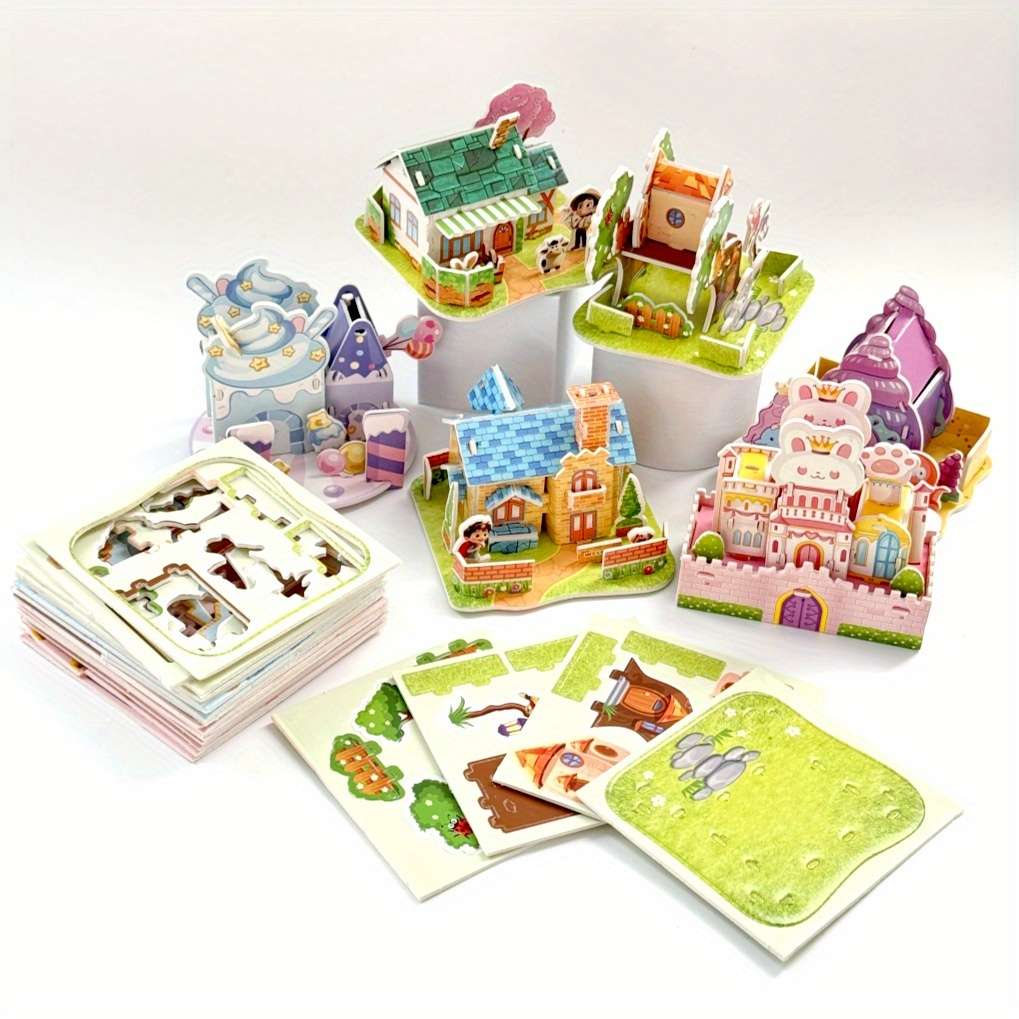 3D Building Model Puzzle Set Model Random Style Quantity 4 Pcs