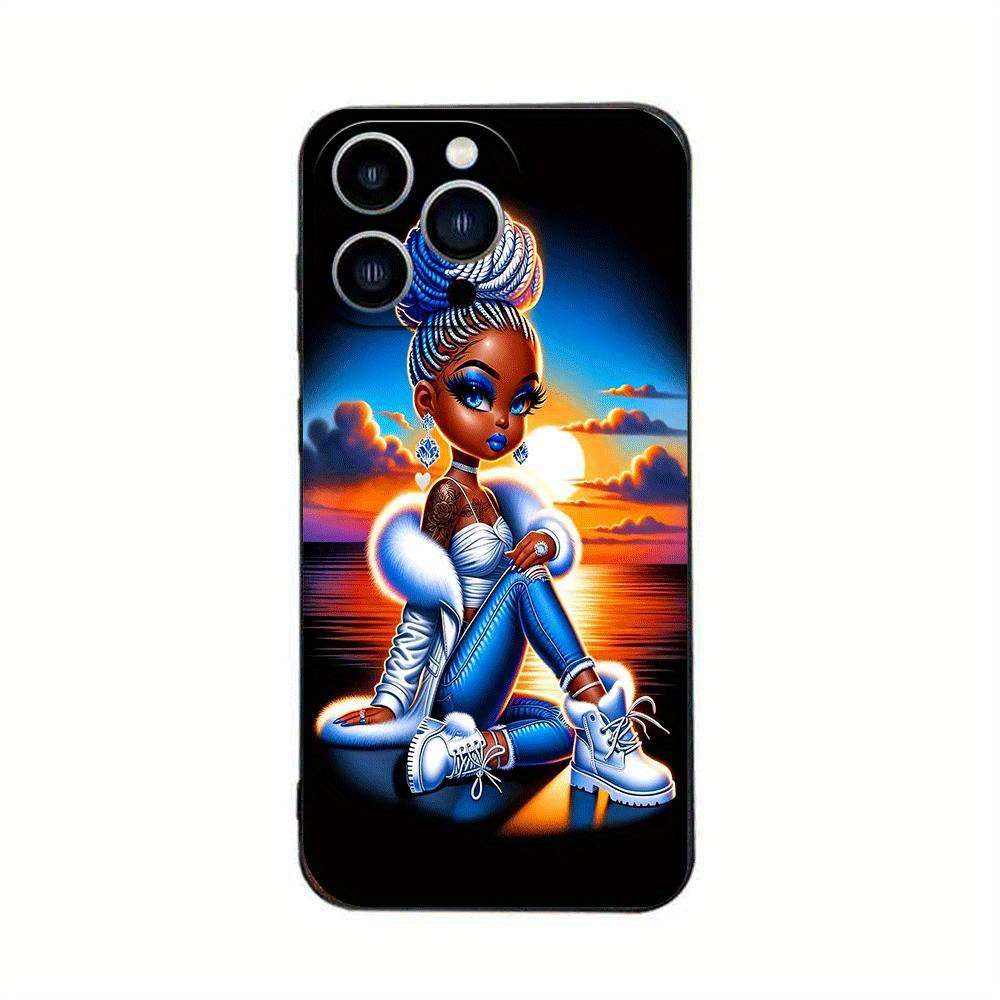 1Pc Black For iPhone 12 African Style TPU Phone Case