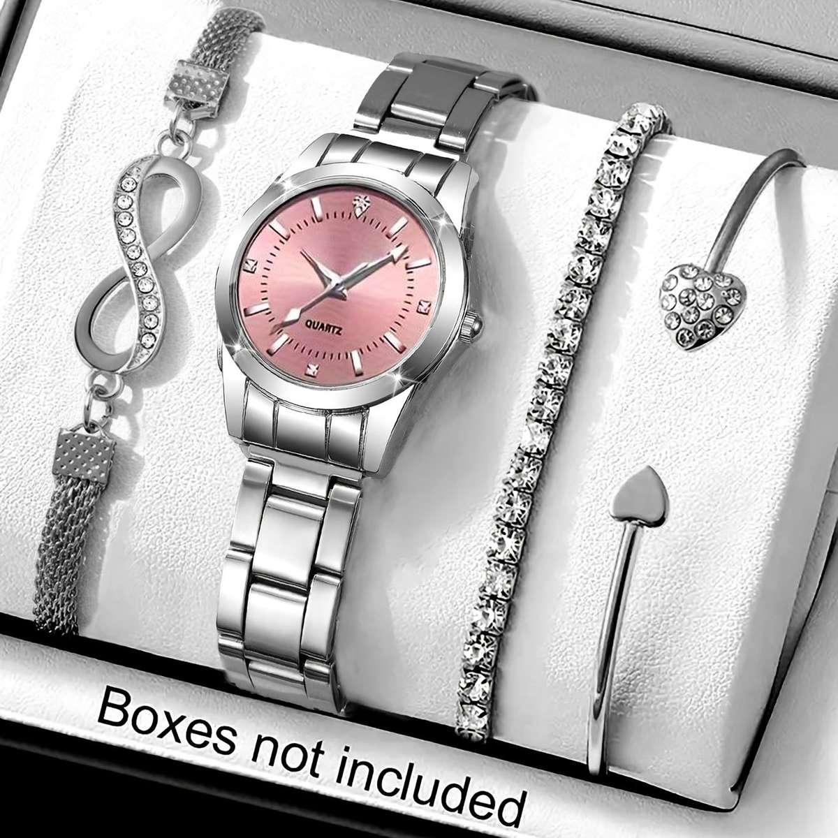 Classic Light Sparkling Women Jewelry Comfortable Adjustable Quartz Pink Watch 3