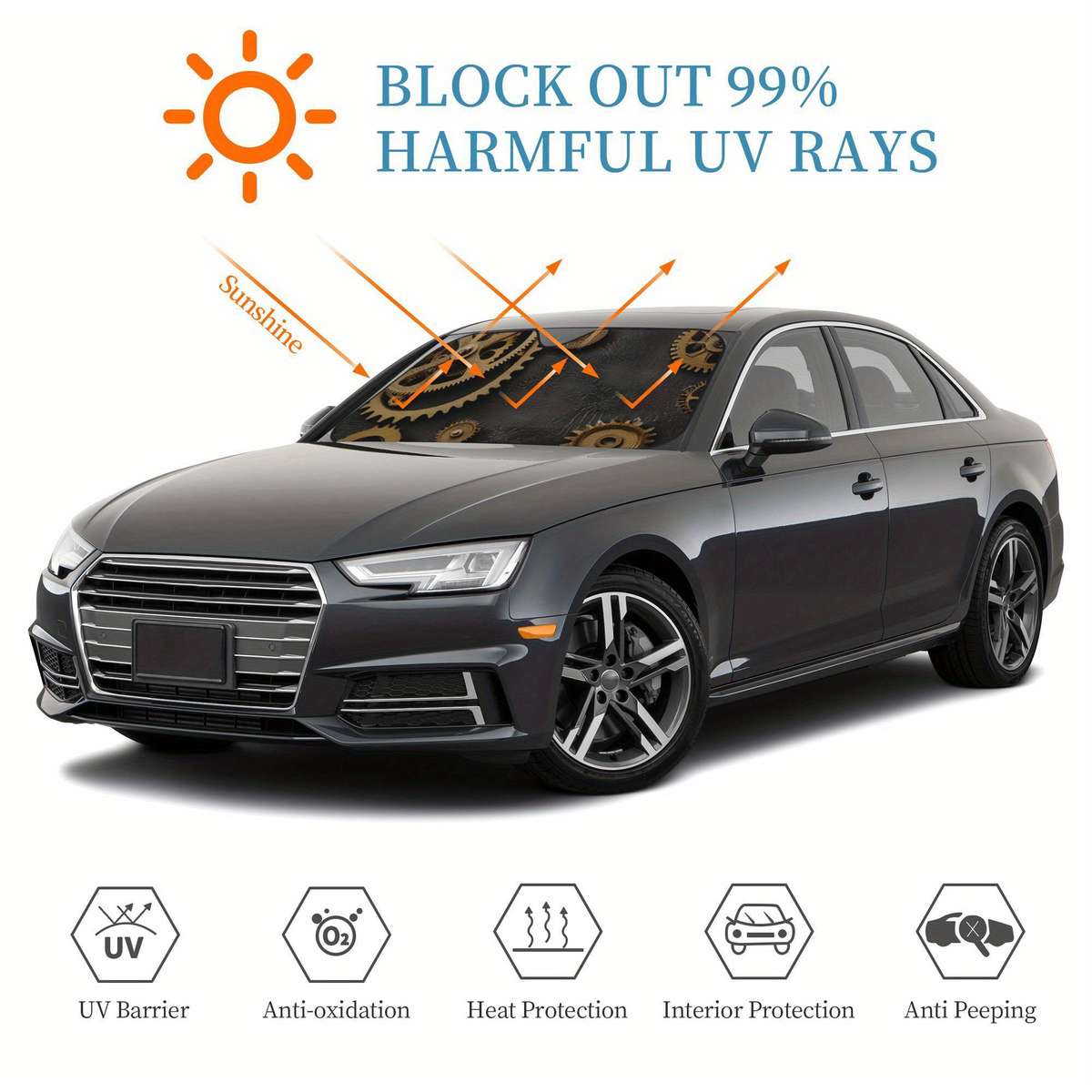 Car Sun Shades Color White Size 55 X29.9In Is 140X76Cm