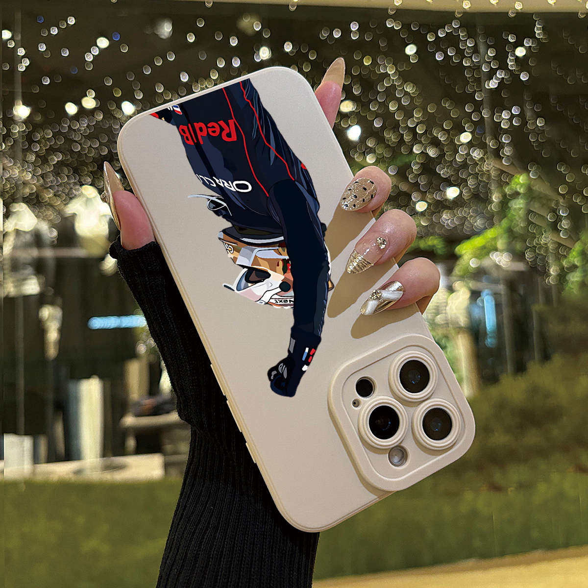 1Pc White For iPhone 16 Plus Angel Eye Racing Driver Phone Case