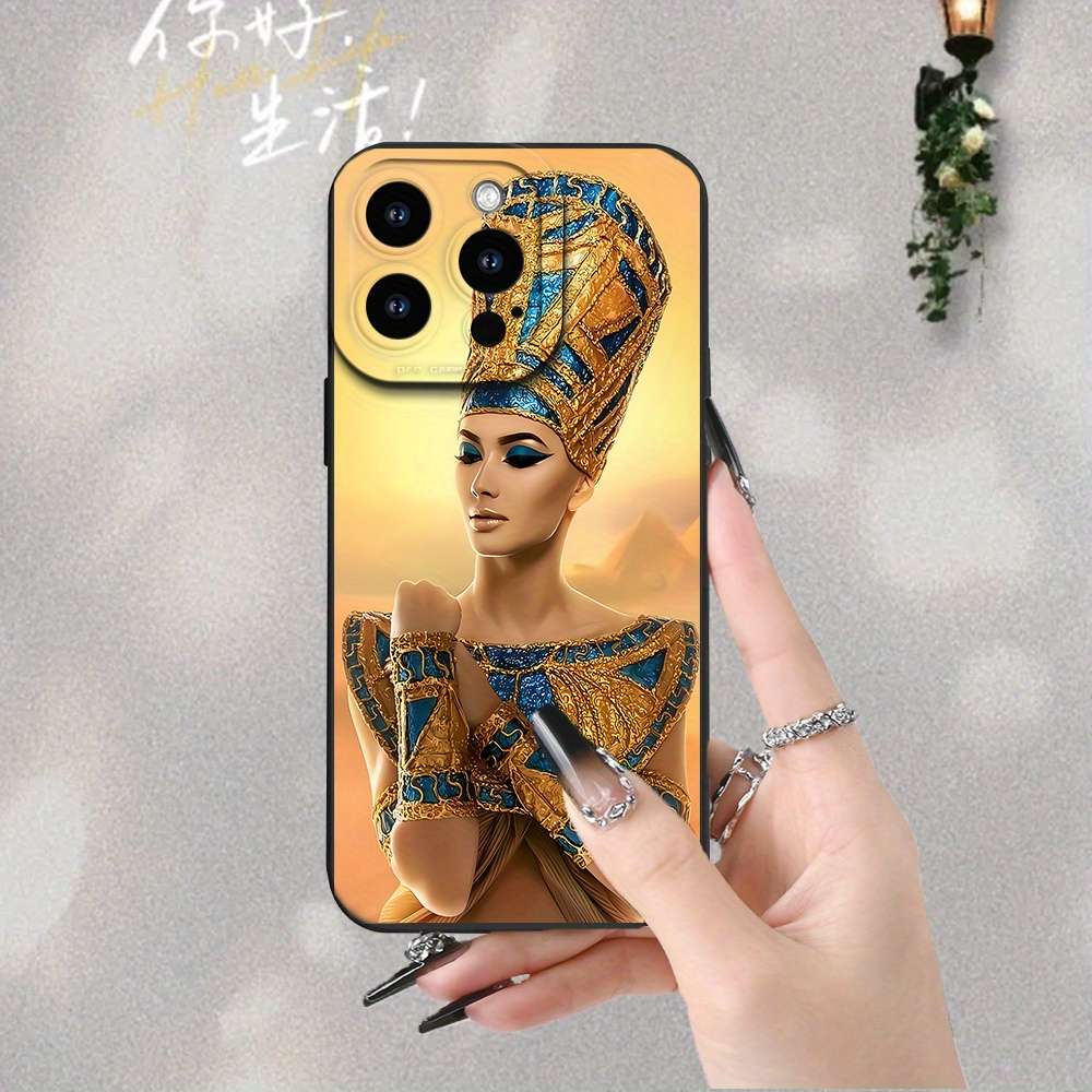 1Pc Black For iPhone 16 Pro Egyptian Queen Phone Case