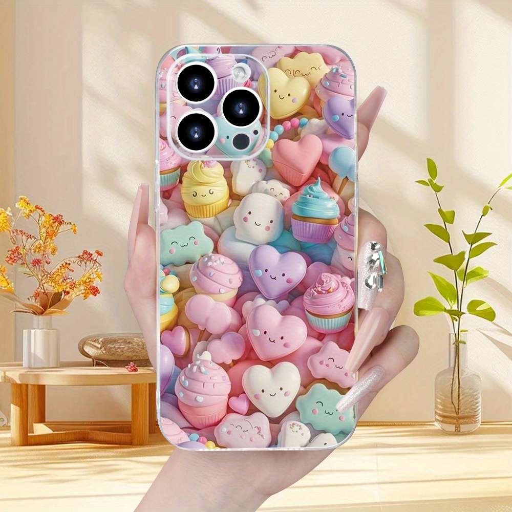 1Pc Transparent For iPhone 7 Plus Heart Shaped Pattern Phone Case