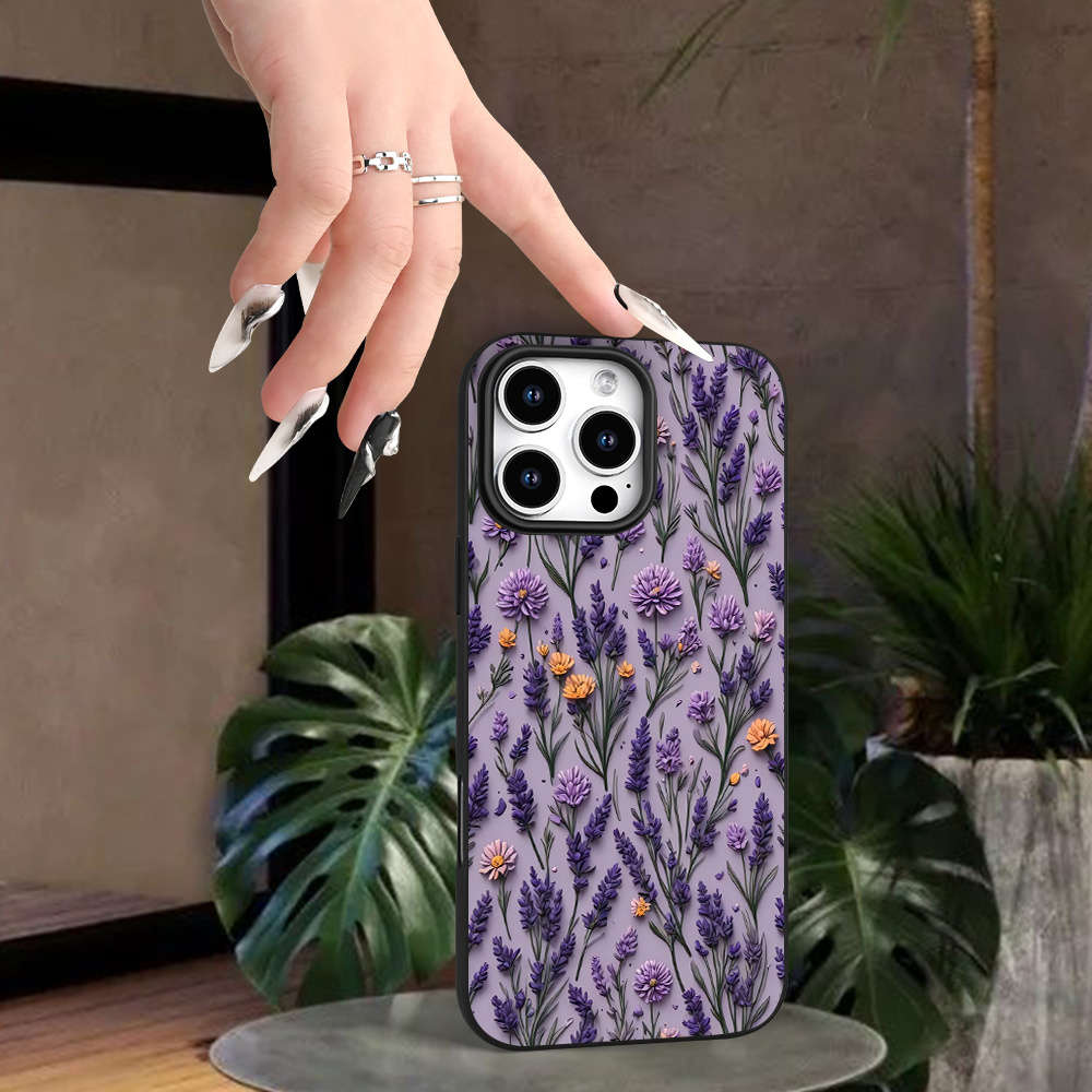 1Pc Black For iPhone 7 Lavender Vine Pattern Phone Case
