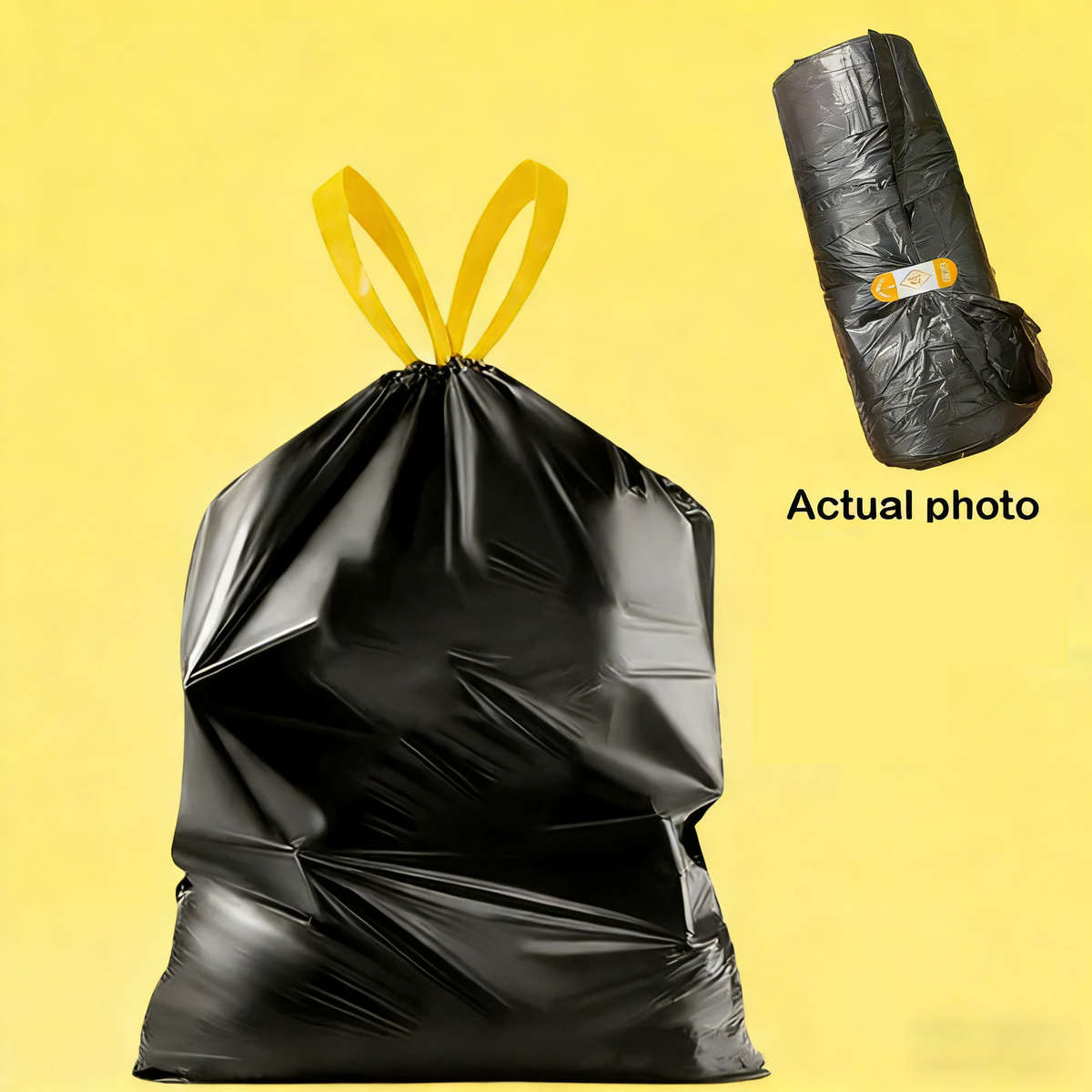 Trash Bagblack And Yellow Drawstringquantity1Roll99Pcs