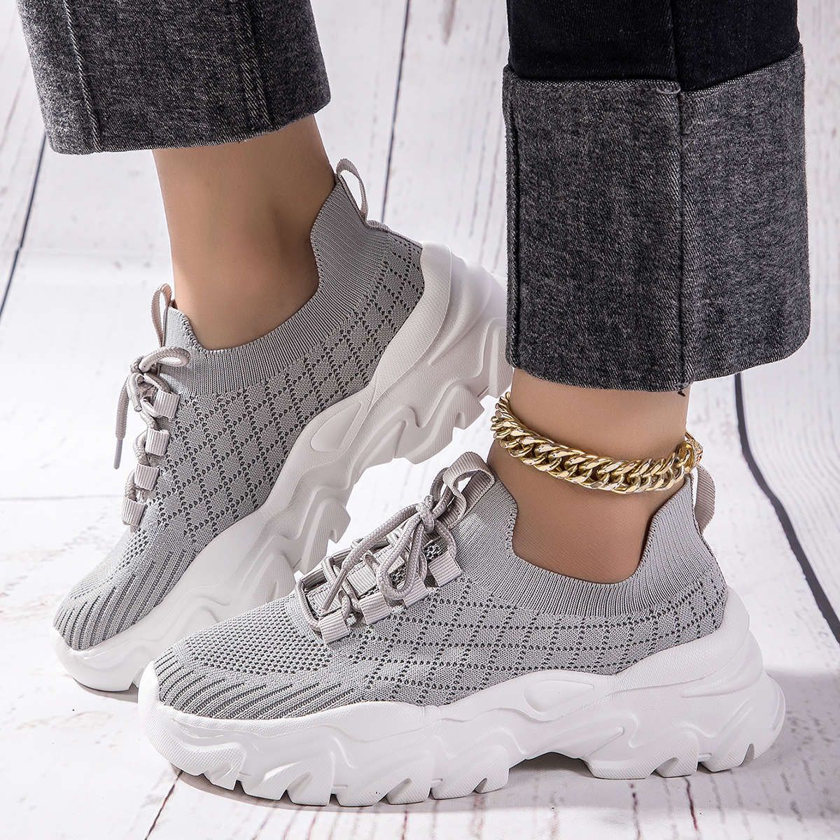 Women S Sneakers Color Light Grey Sizeuk 8