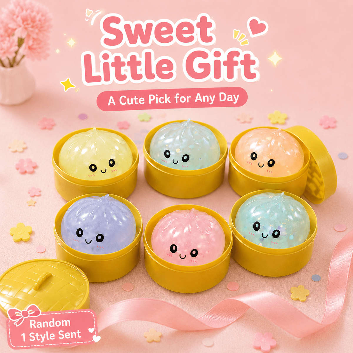 Squeezable Toys Color 2 Piece Set 1 Bun 1 Steamer Set Size Random Color Style