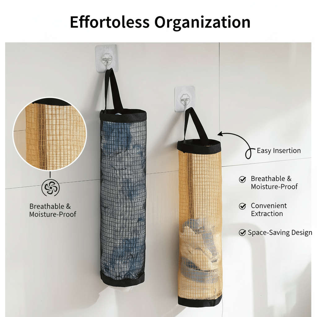 Trash Bag3Piece Set 1 Storage Bag2 Hooks