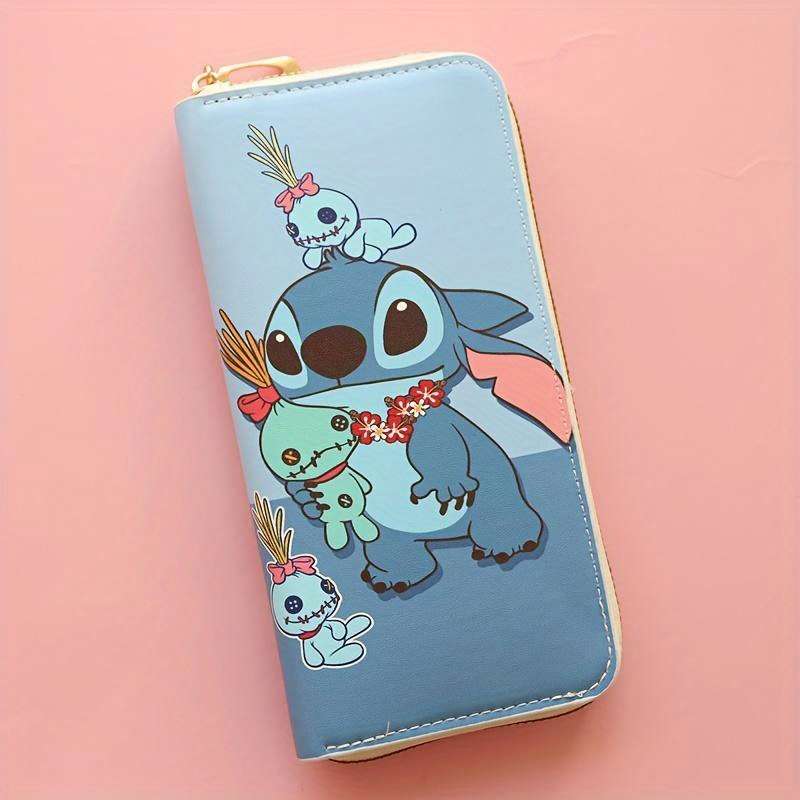 Stitch Lilo Long Zipper Walletmulti-Character Design Holiday Gift Idea Polyester Lining