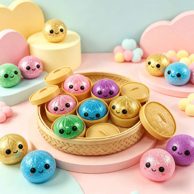 Squeezable Toys Color Random Color Style 3Pcs Set1 Bun 1Lid 1Base