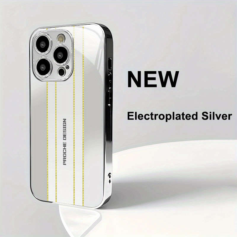 1Pc Silvery For iPhone 15 Plus Business Men Phone Case