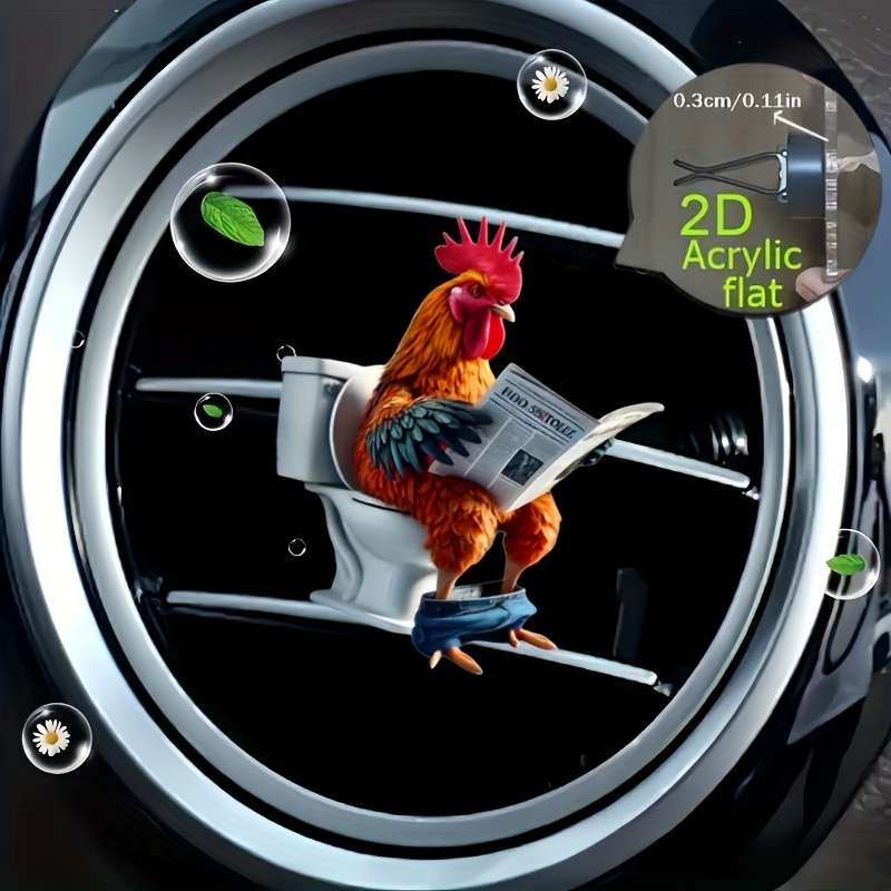 Car Interior Decor Style Reading Newspaper Rooster