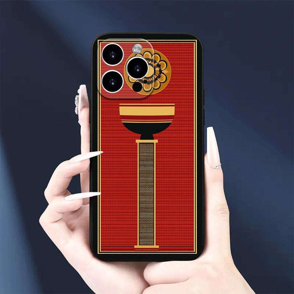 1Pc Black For iPhone 16 Plus African Geometric Style Phone Case