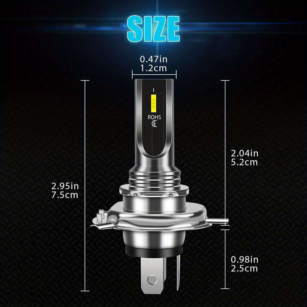 2pcs 16000lm H4 9003 HB2 LED Combination LED Fog Driver Bulb Kit Super Bright 6000K W