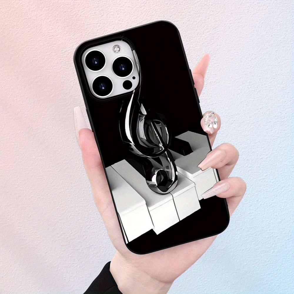 1Pc Black For iPhone 12 Mini Piano Music Symbol Phone Case