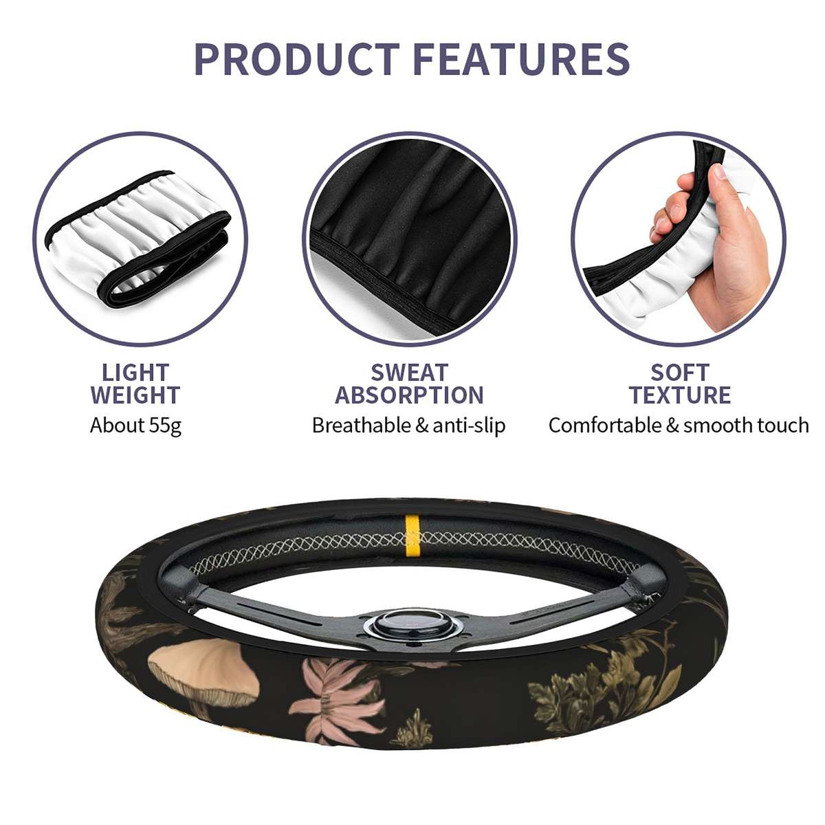 Car Steering Wheel Cover Multicolored Quantity 3Pcs