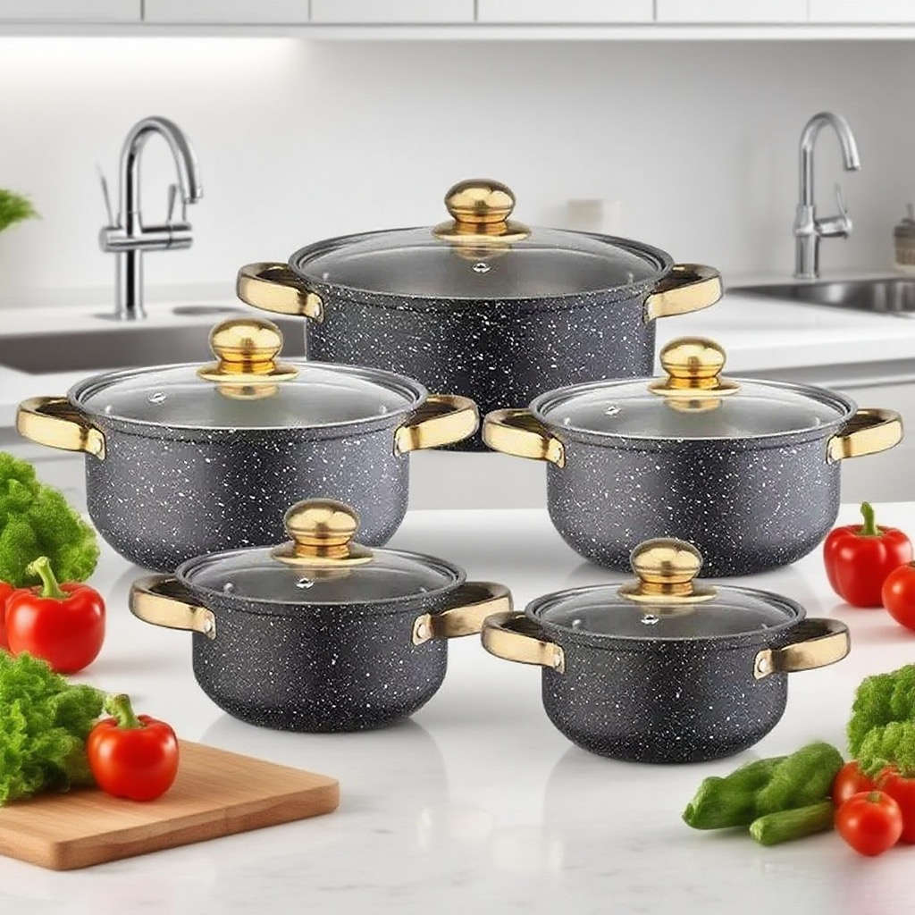 5Pcs Premium Stainless Steel Cookware Set With Lids Kitchen